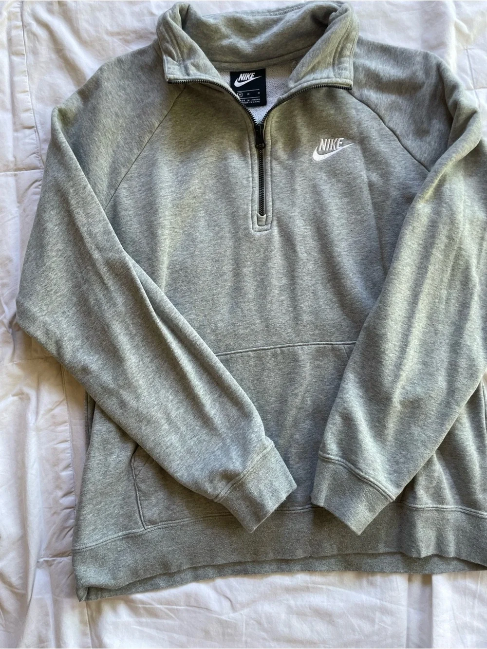 Nike Women's Heather Gray Quarter-Zip Pullover Sweatshirt Size Medium